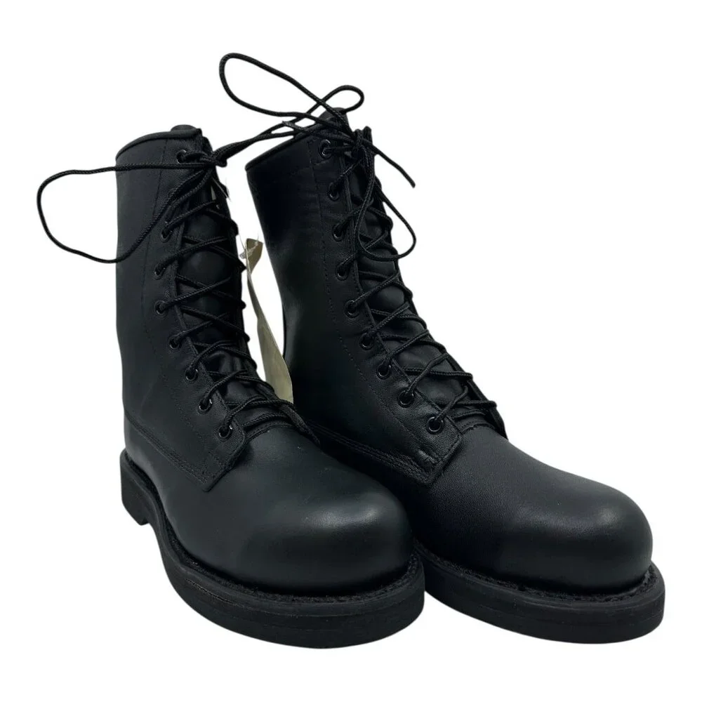 Vtg Addison Military Men Black Sz 5 Boots 581032 USA New Punk‎ Grunge Police Tag